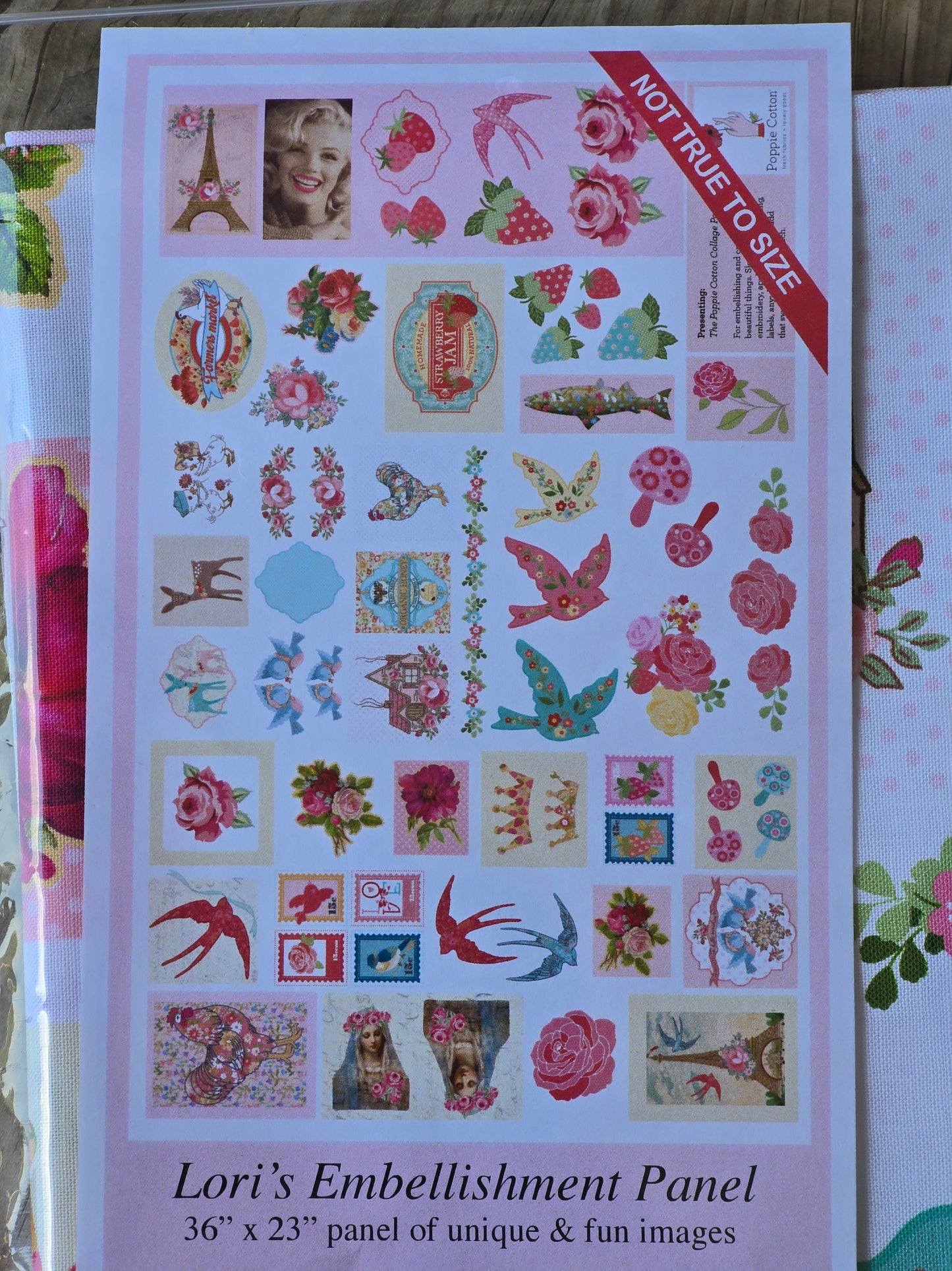 Poppie Cotton - Lori's Embellishment Panel - Quilting - Fabric