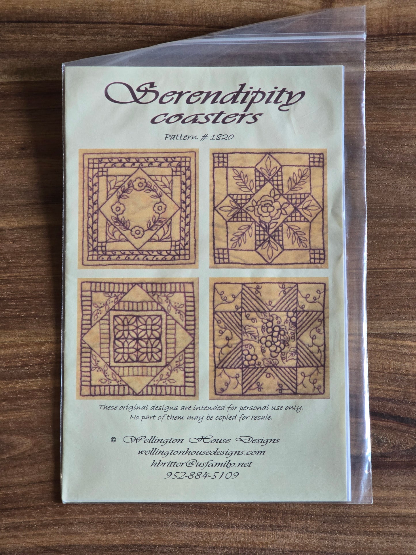 Wellington House Designs - Serendipity Coasters - Embroidery Pattern