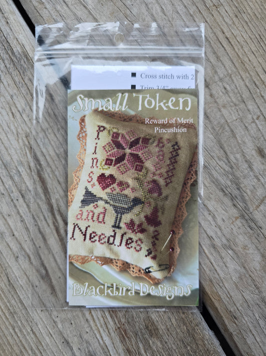 Blackbird Designs - Small Token - Reward of Merit Pincushion - Cross Stitch Pattern
