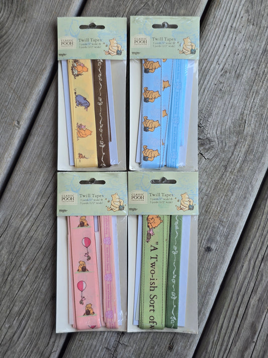 Classic Pooh - Set of Four - Twill Tape - Notions - Trim