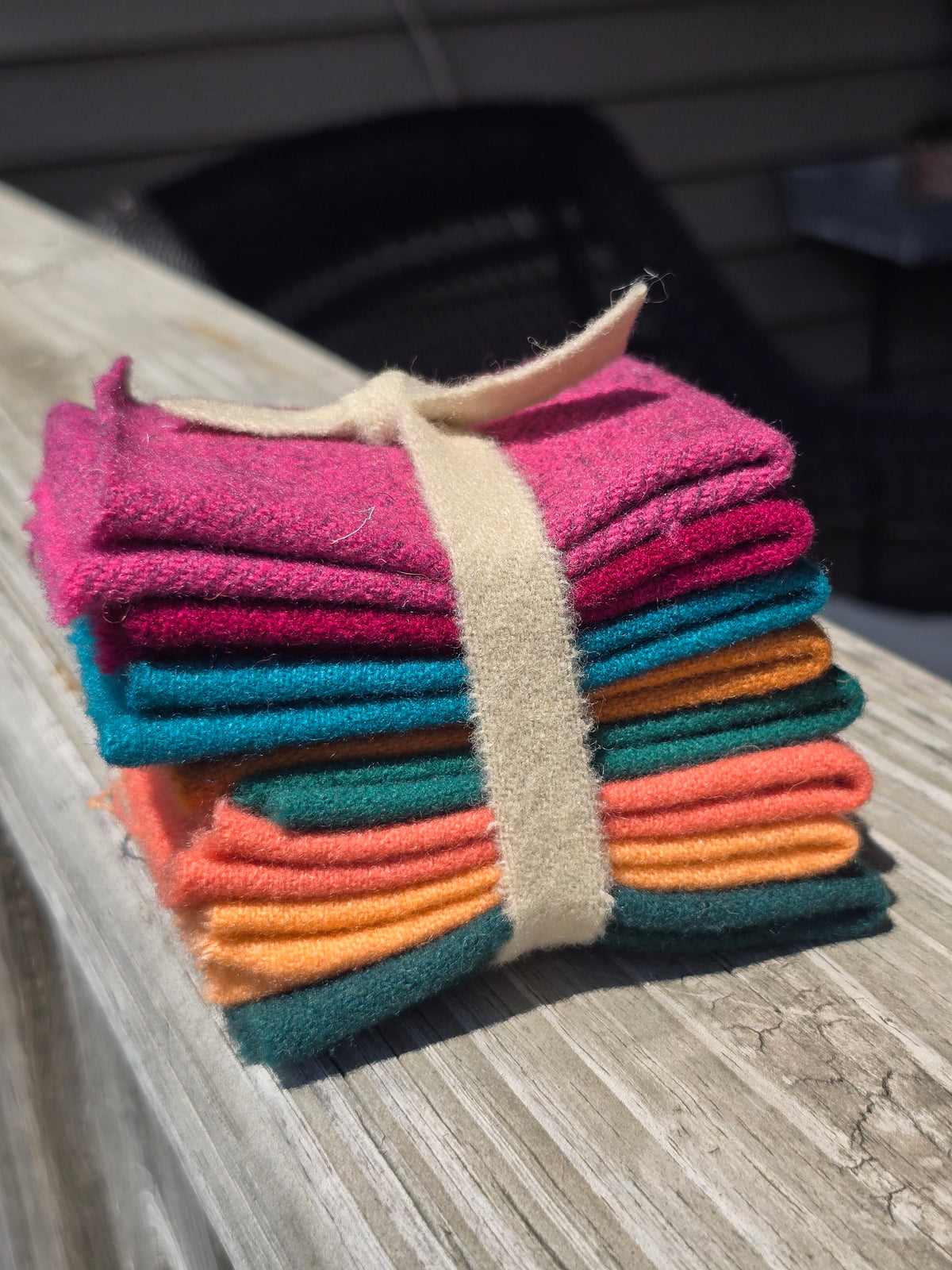 Petals and Blooms - Hand Dyed Wool Bundle - 8 Fat 16ths or 8 Fat 32nds - Brightly Autumn - Wool Fabric