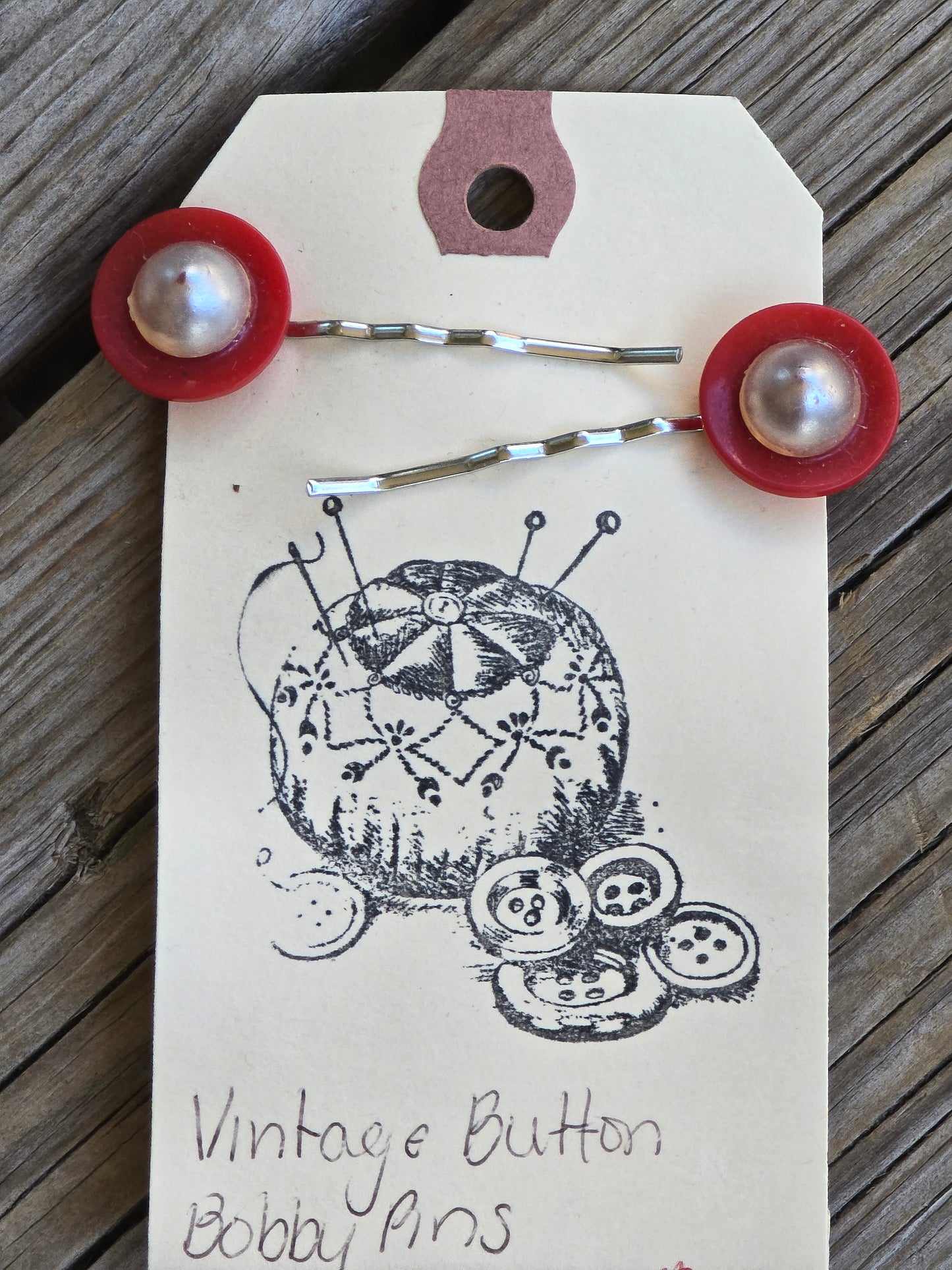 Vintage Button Bobby pins