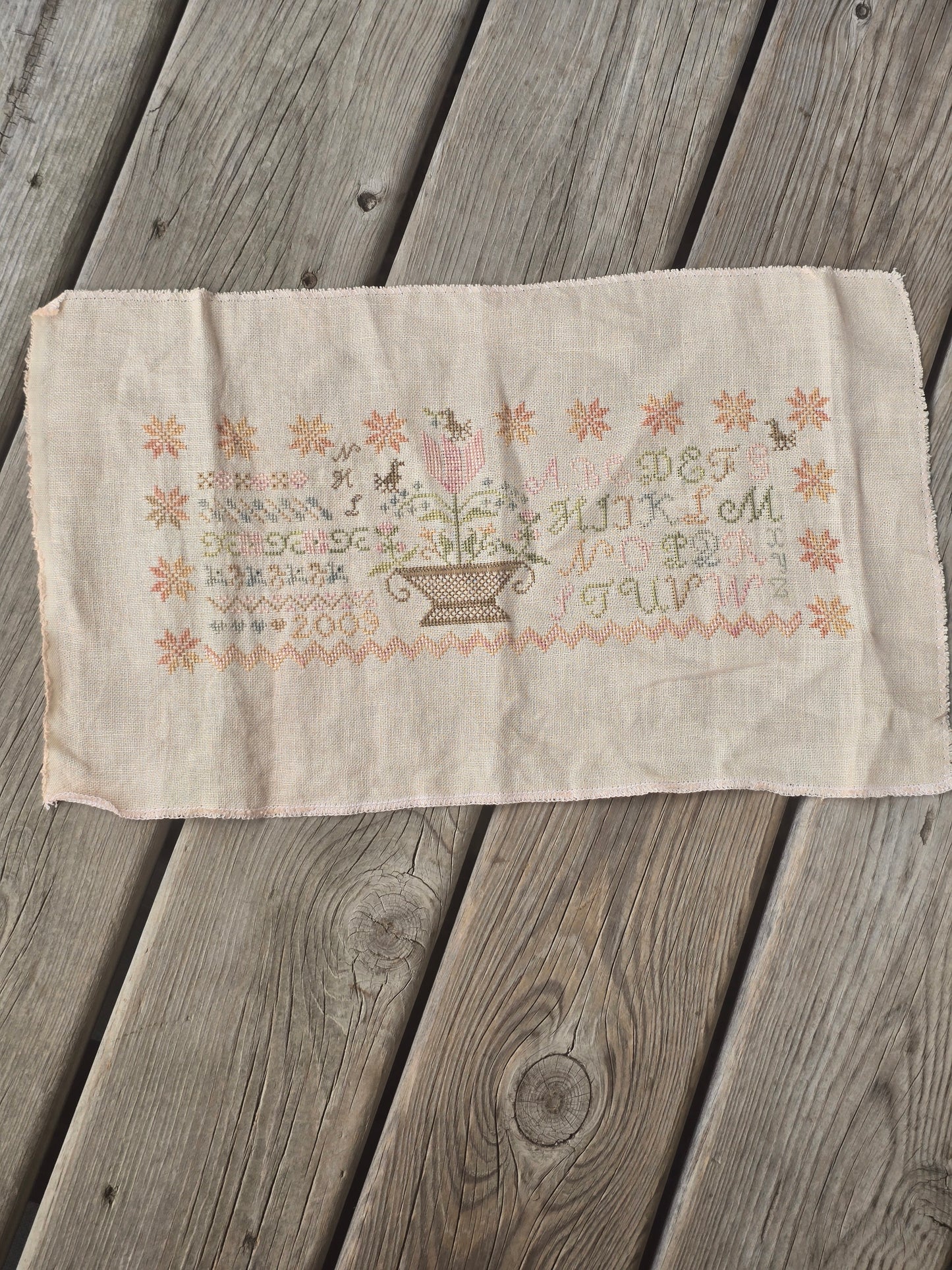 Blackbird Designs - Summer Basket  - Completed Cross Stitch