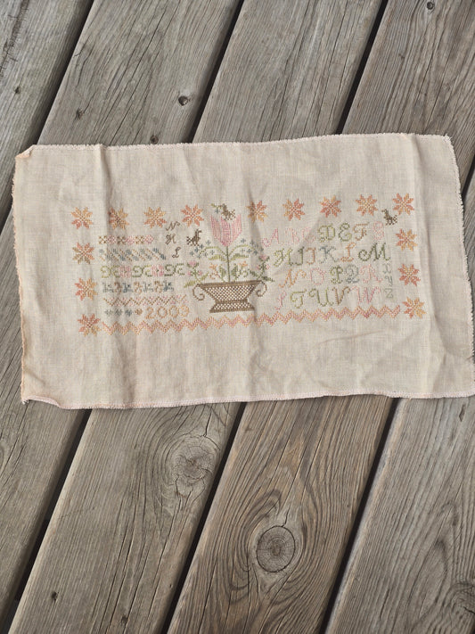 Blackbird Designs - Summer Basket  - Completed Cross Stitch