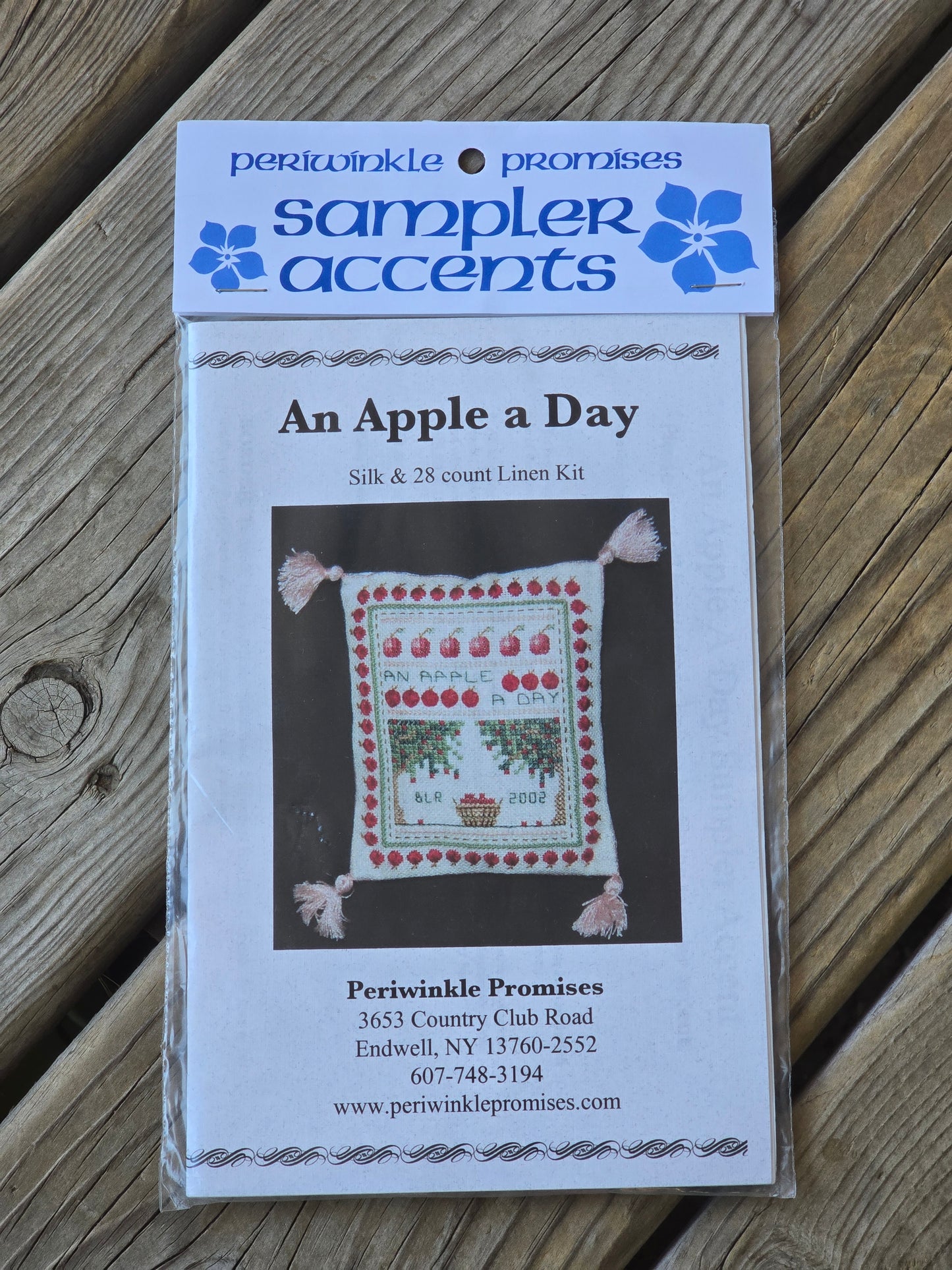 Periwinkle Promises - Sampler Accents -  An Apple A Day - Cross Stitch Kit
