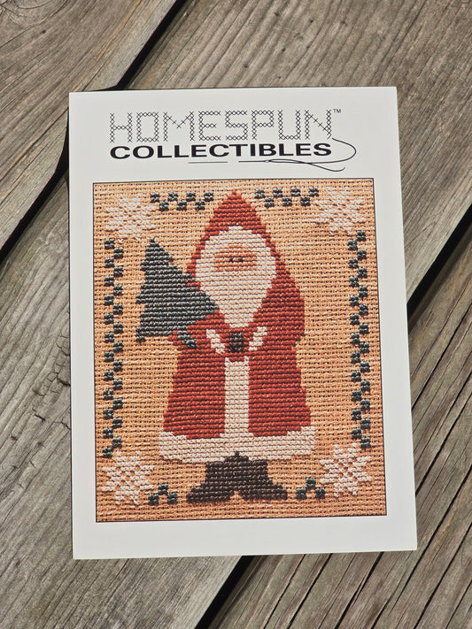 Homespun Collectibles - Santa with Tree - Cross Stitch Pattern