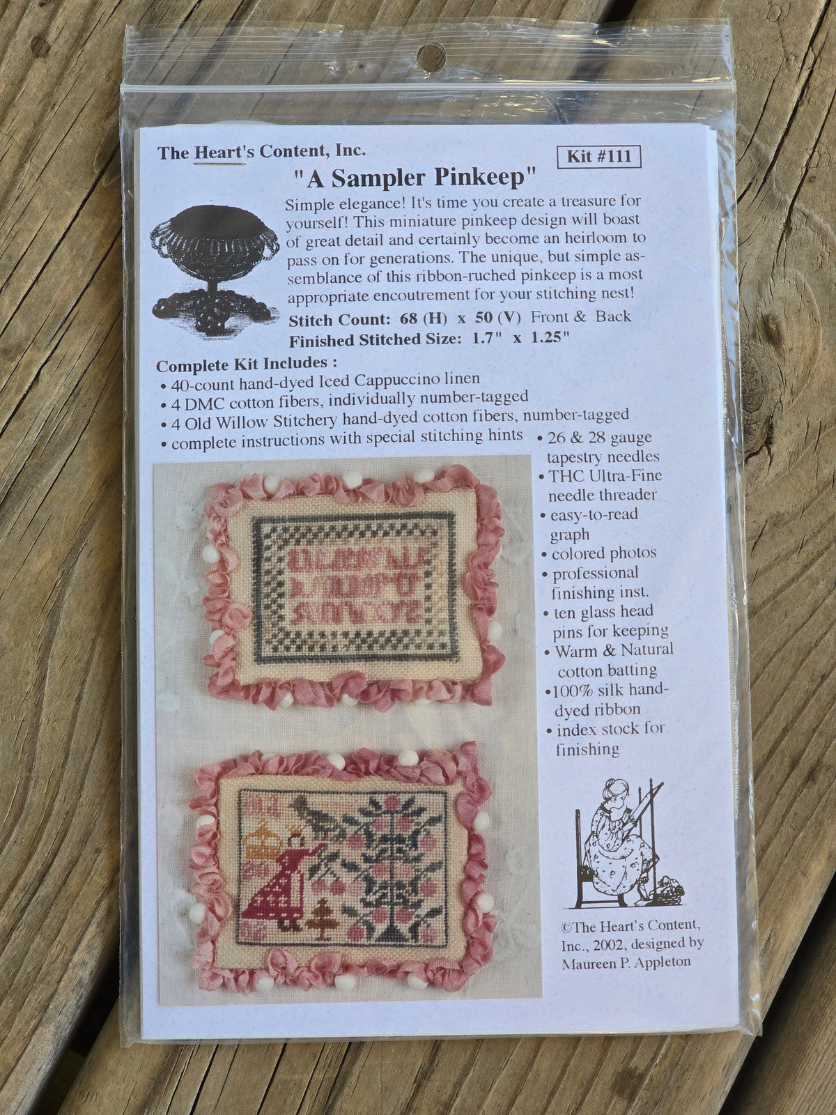 The Heart's Content, Inc. - A Sampler Pinkeep - Cross Stitch Kit