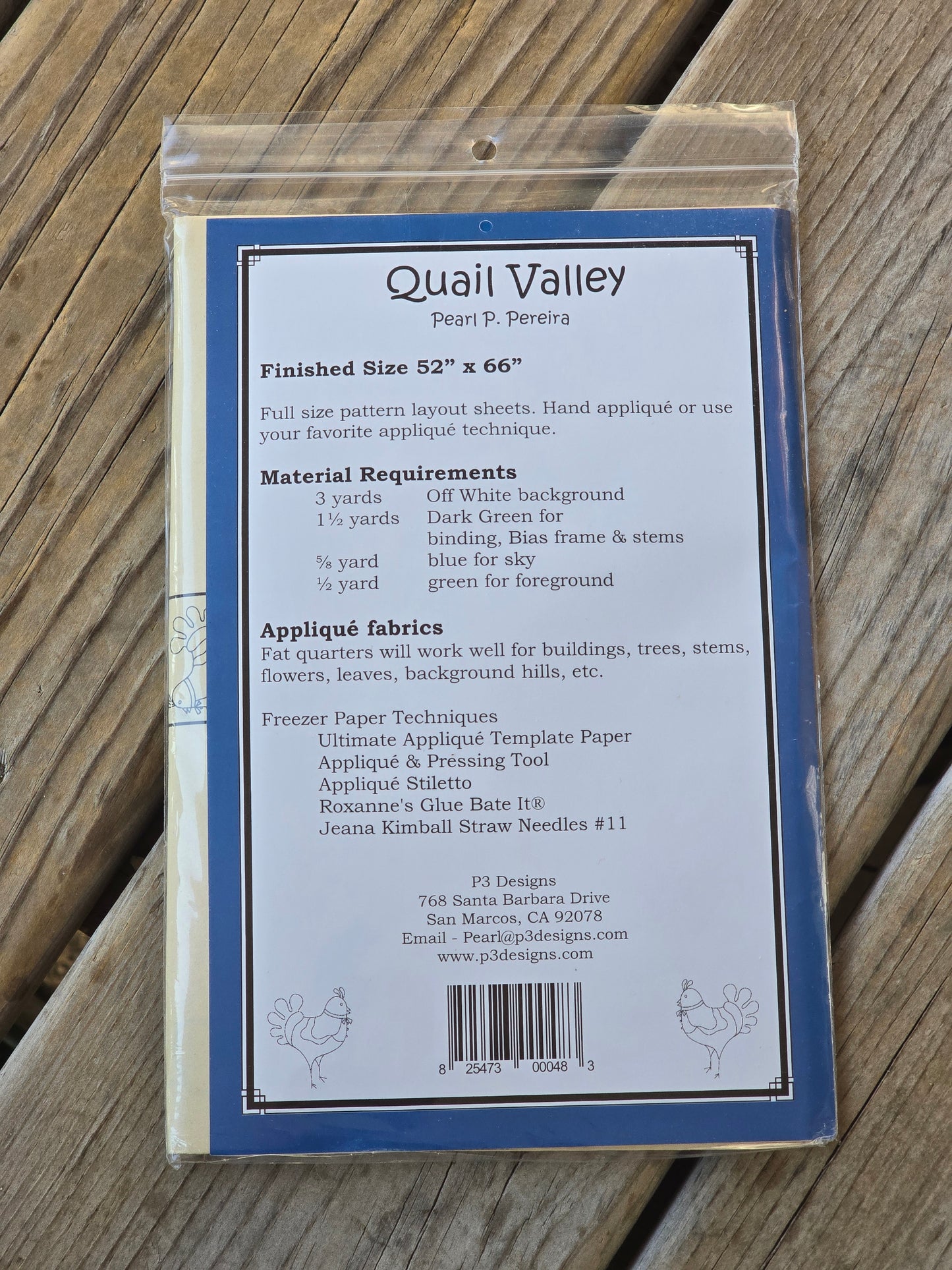 P3 Designs - Quail Valley - Quilt Pattern