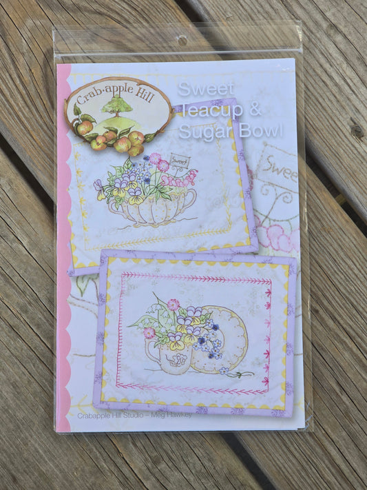 Crab-apple Hill - Sweet Teacup & Sugar Bowl - Embroidery Pattern
