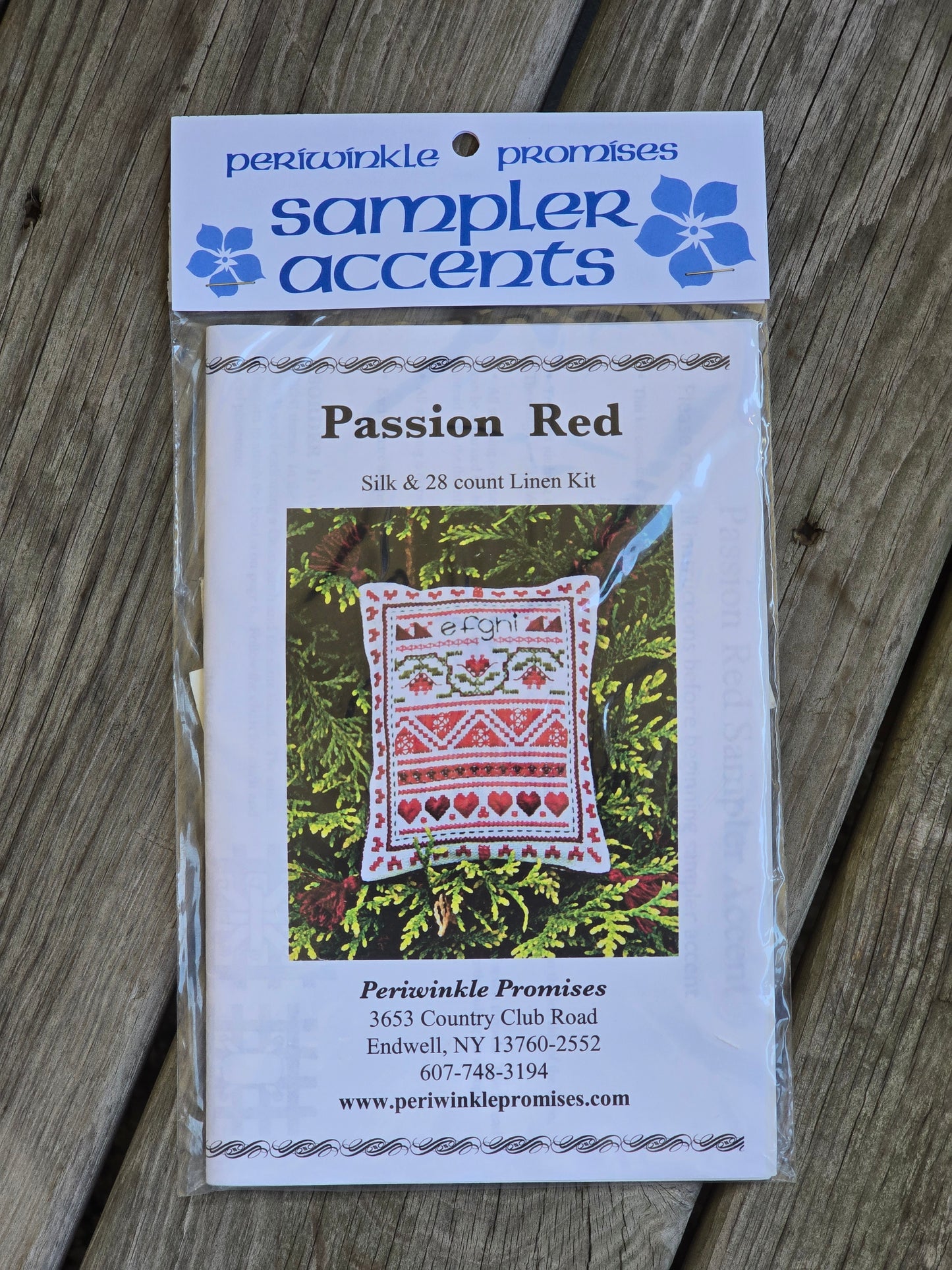 Periwinkle Promises - Passion Red - Sampler Accents - Cross Stitch Kit