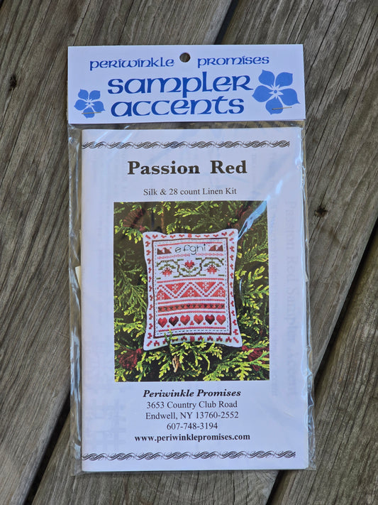 Periwinkle Promises - Passion Red - Sampler Accents - Cross Stitch Kit