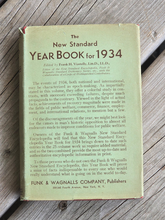 Funk & Wagnalls Company - The New Standard Year Book - 1934 - Vintage Book