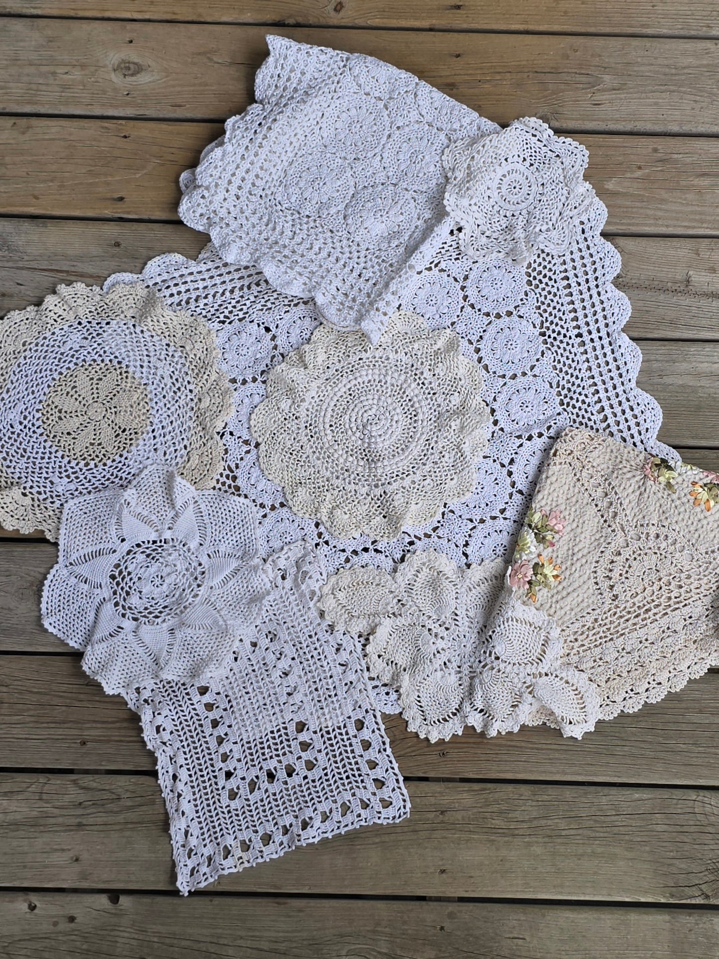 Vintage Linens - Doily Bundle (Set of 9) - #01
