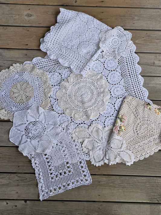 Vintage Linens - Doily Bundle (Set of 9) - #01