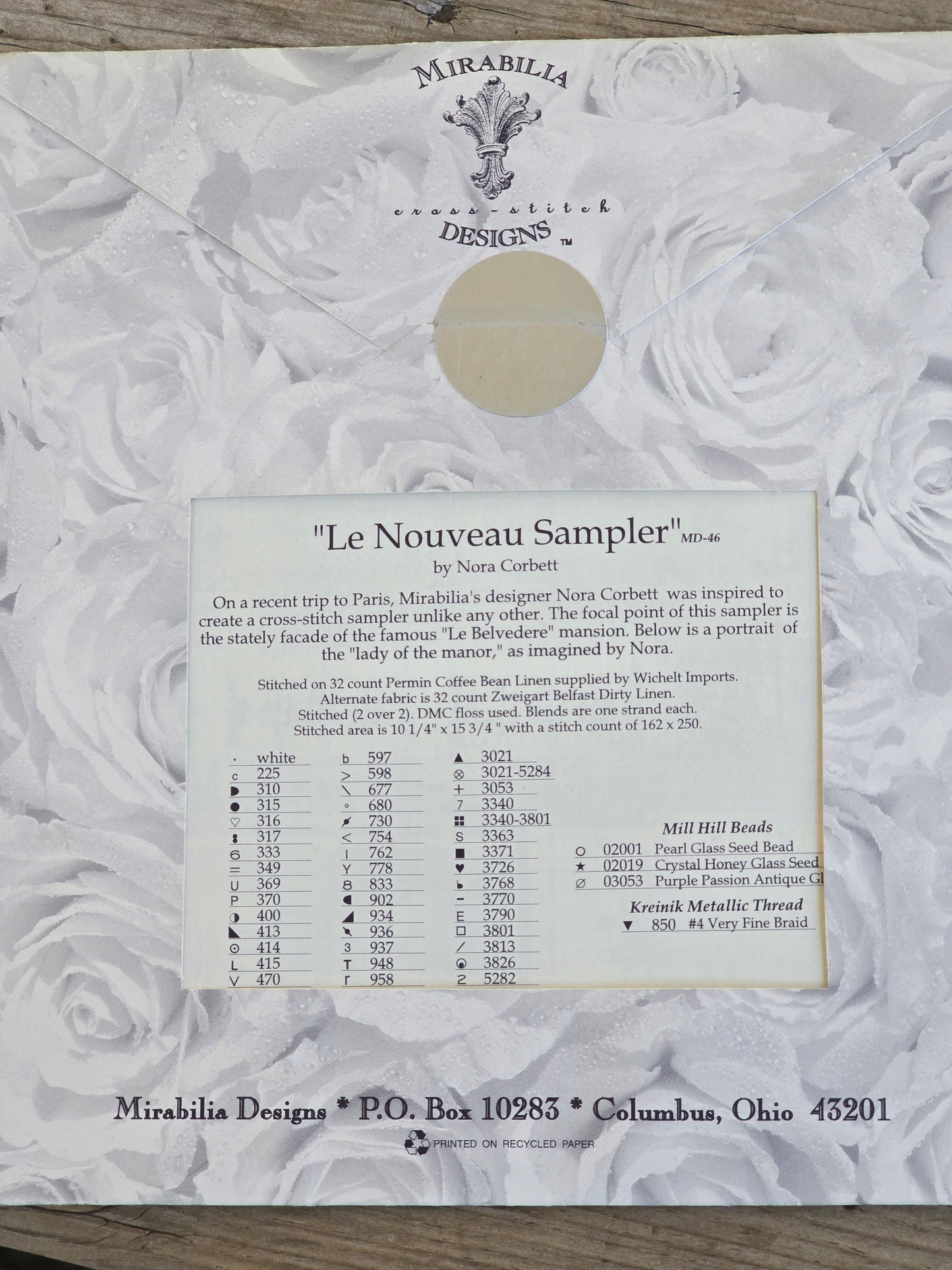 Mirabilia - Le Nouveau Sampler - Cross Stitch Pattern with Bead Packs
