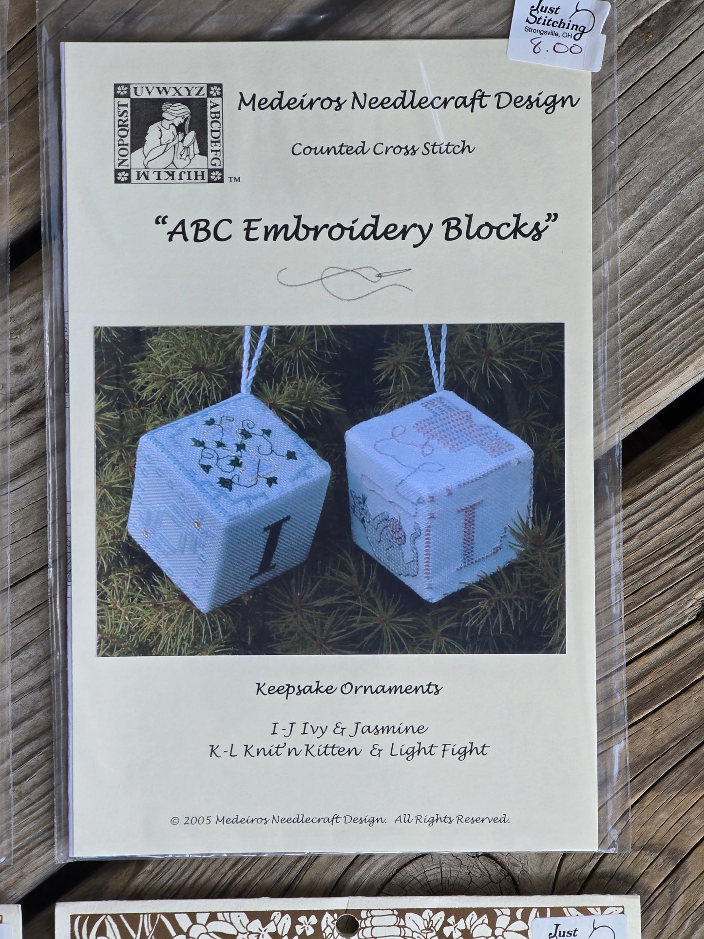 Medeiros Needlecraft Design - A-Z Embroidery Blocks (Set of 6) - Cross Stitch Pattern