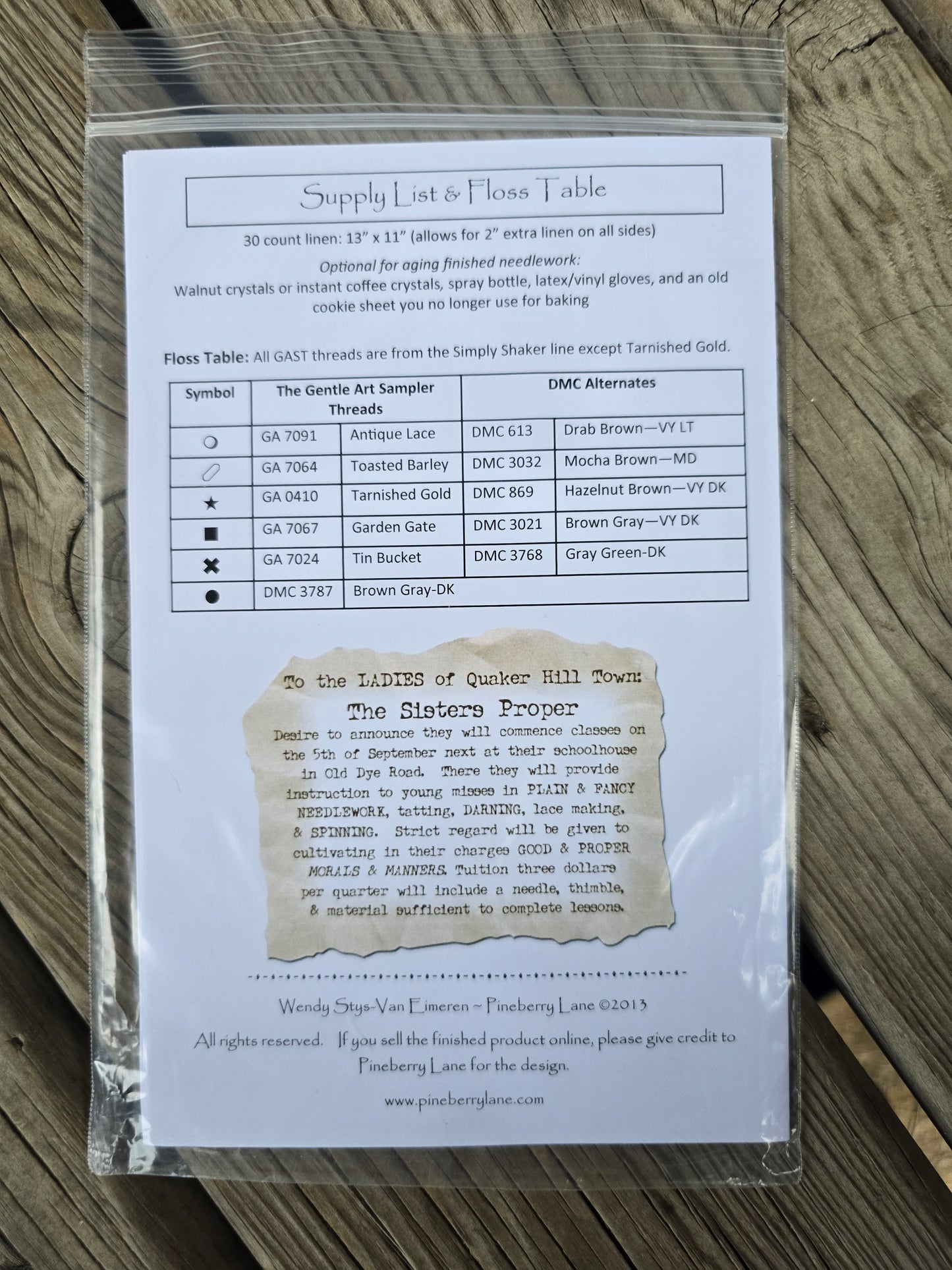 Pineberry Lane - Proper Sisters School of Needlework - Cross Stitch Pattern
