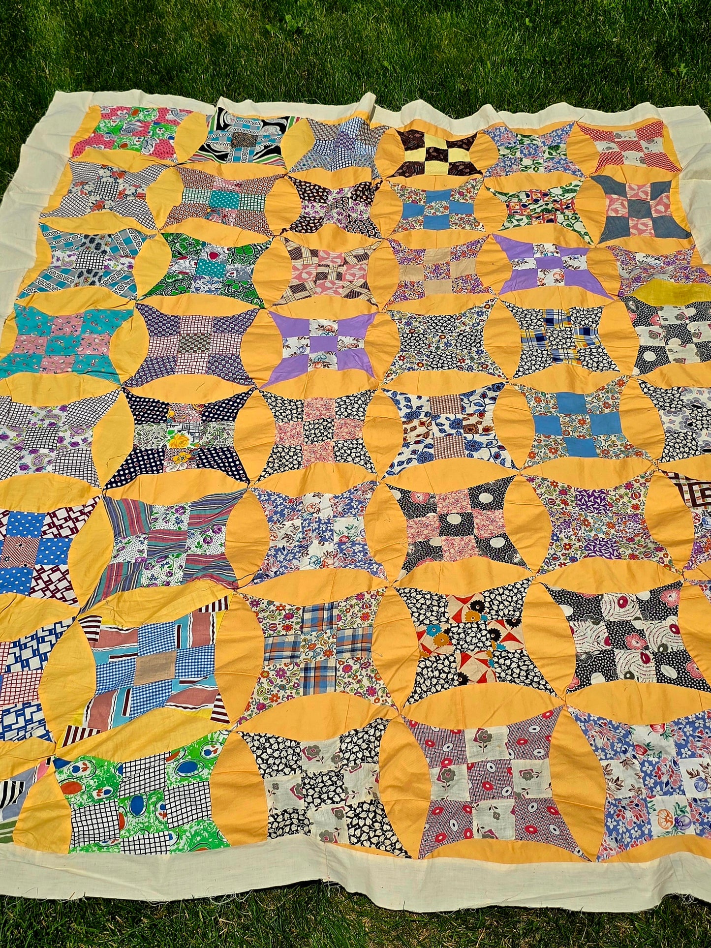 Vintage Glorified Nine Patch Quilt Top - 72" x 88"