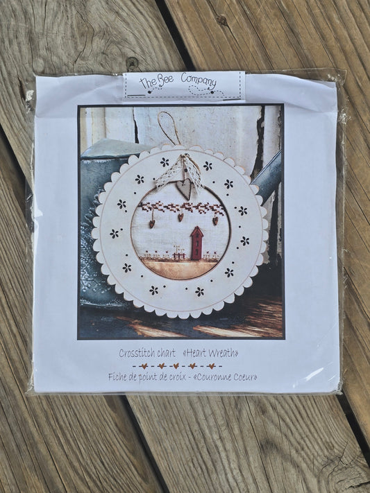 Fleur de Paris - The Bee Company - Heart Wreath - Cross Stitch Kit - Nashville Needlework Market 2026