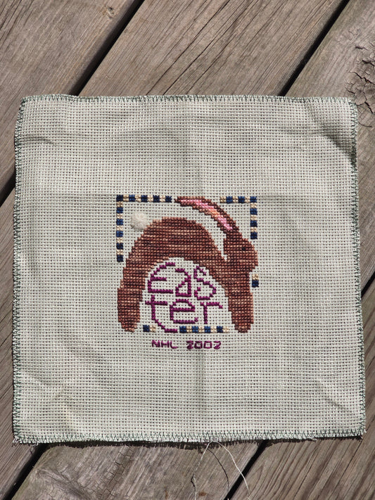 Designer Unknown - Easter Rabbit - Completed Cross Stitch
