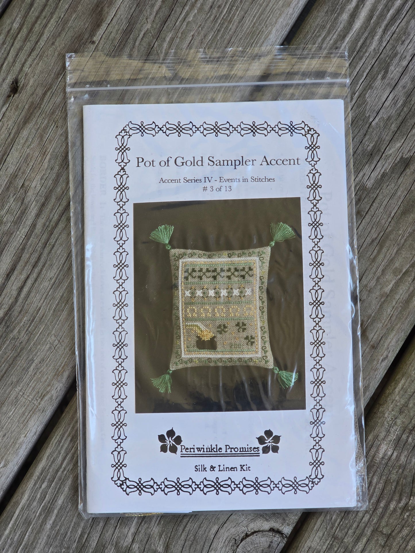 Periwinkle Promises - Pot of Gold Sampler Accent - Sampler Accents - Cross Stitch Kit