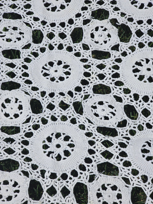 Vintage - Crocheted Tablecloth - 63" x 78" - Home Decor