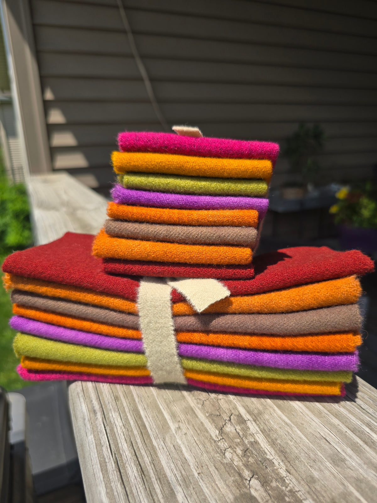 Petals and Blooms - Hand Dyed Wool Bundle - 8 Fat 16ths or 8 Fat 32nds - Autumn Splendor - Wool Fabric