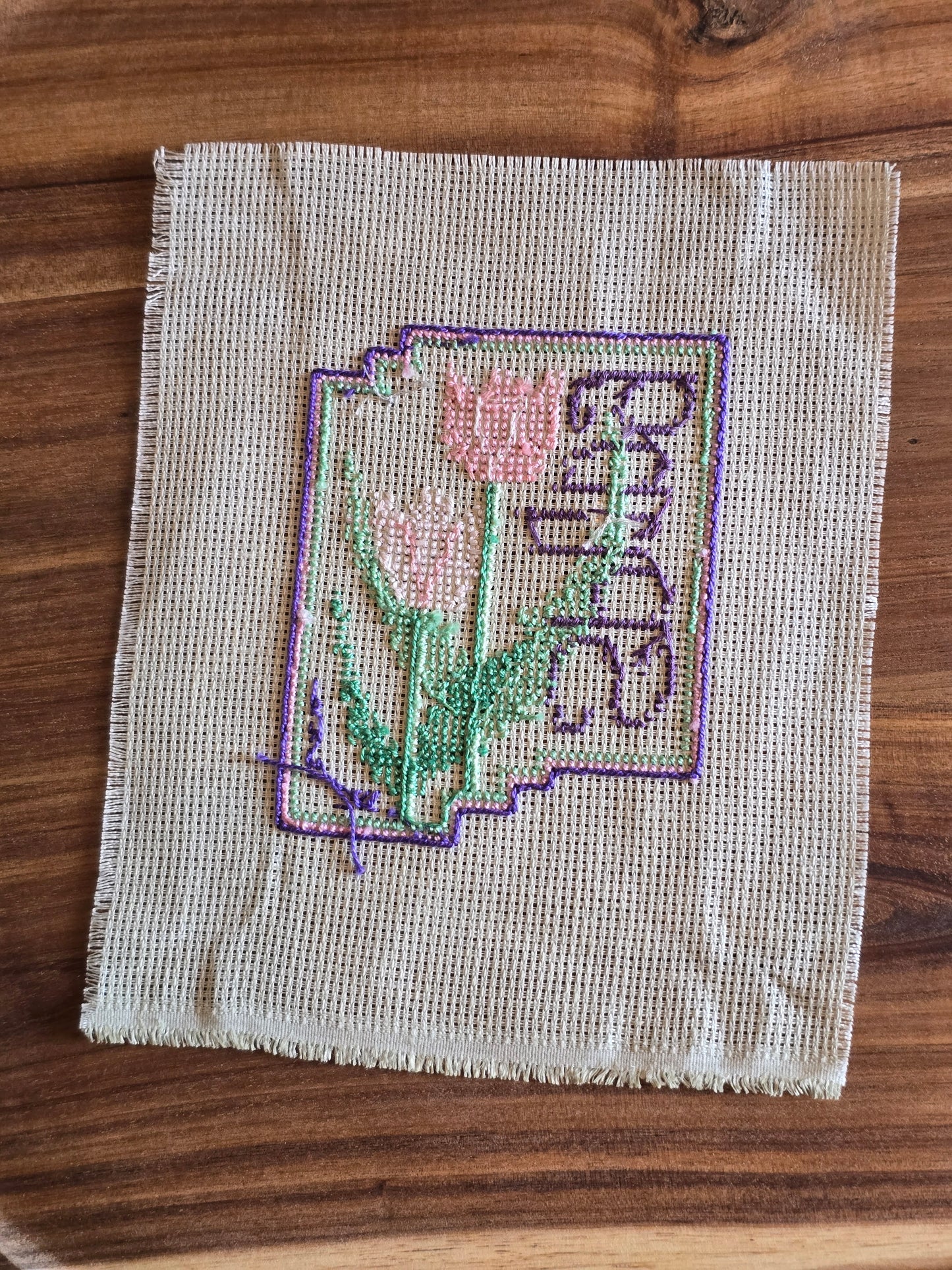 The Silver Needle - Spring Tulip - Completed Cross Stitch