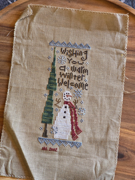 Bent Creek - Winter Knocker - Completed Cross Stitch