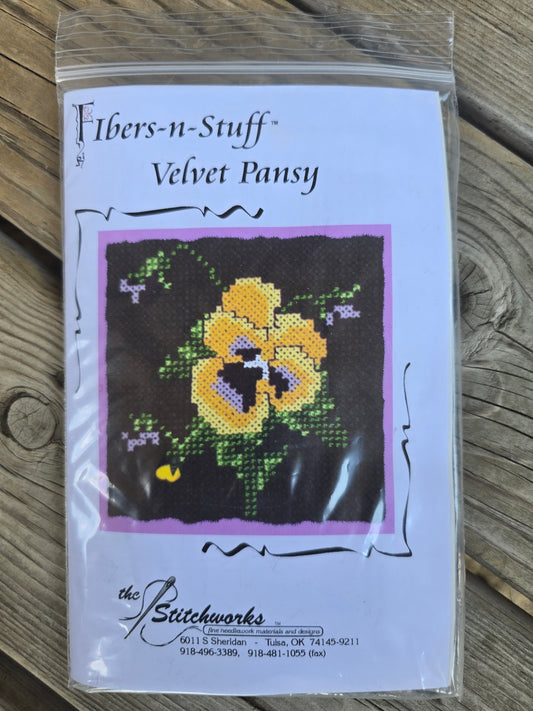 The Stitchworks - Fibers n Stuff - Velvet Pansy Kit