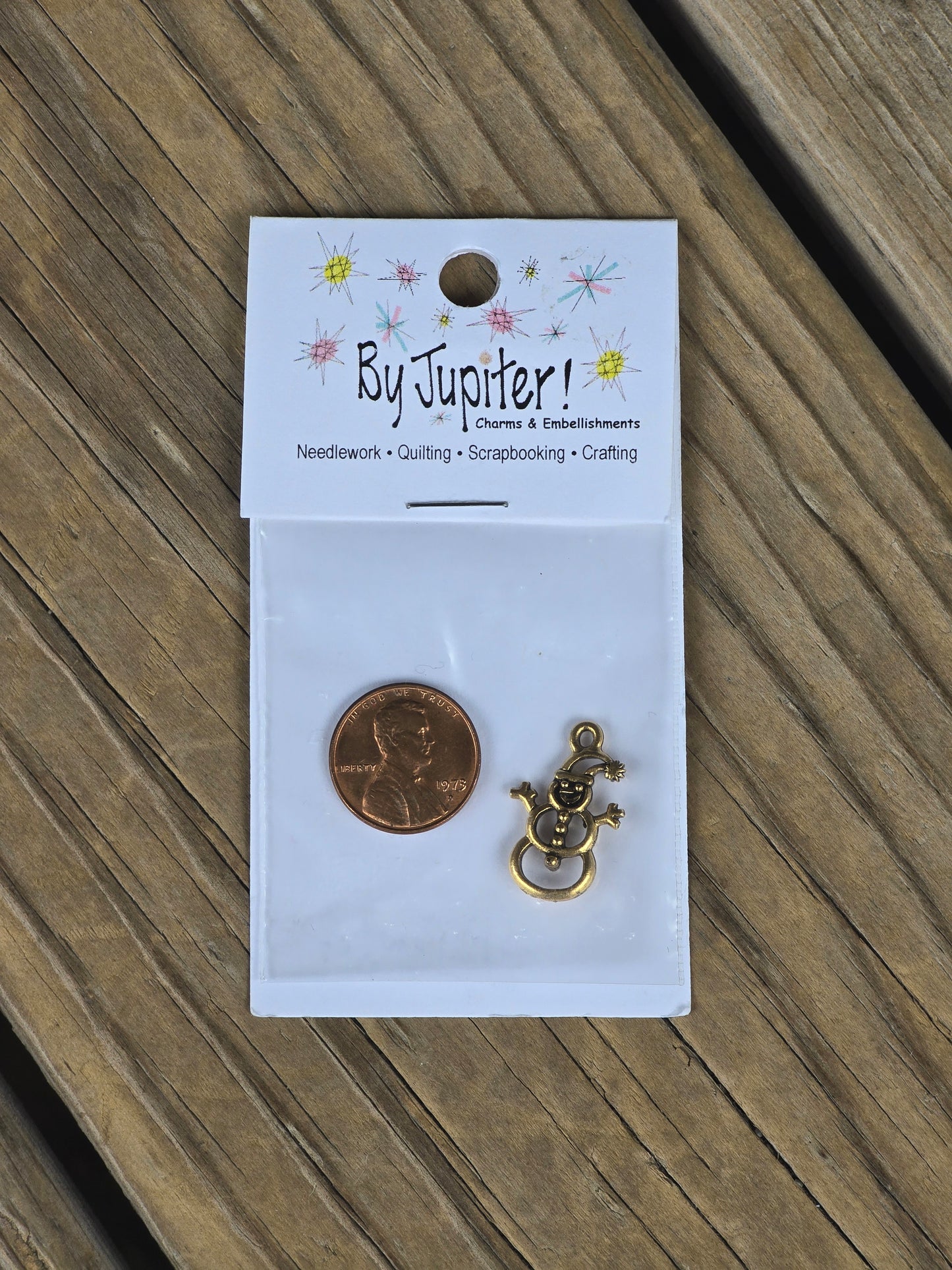 By Jupiter - Antique Gold Snowman - Charm - Nashville Needlework Market 2026