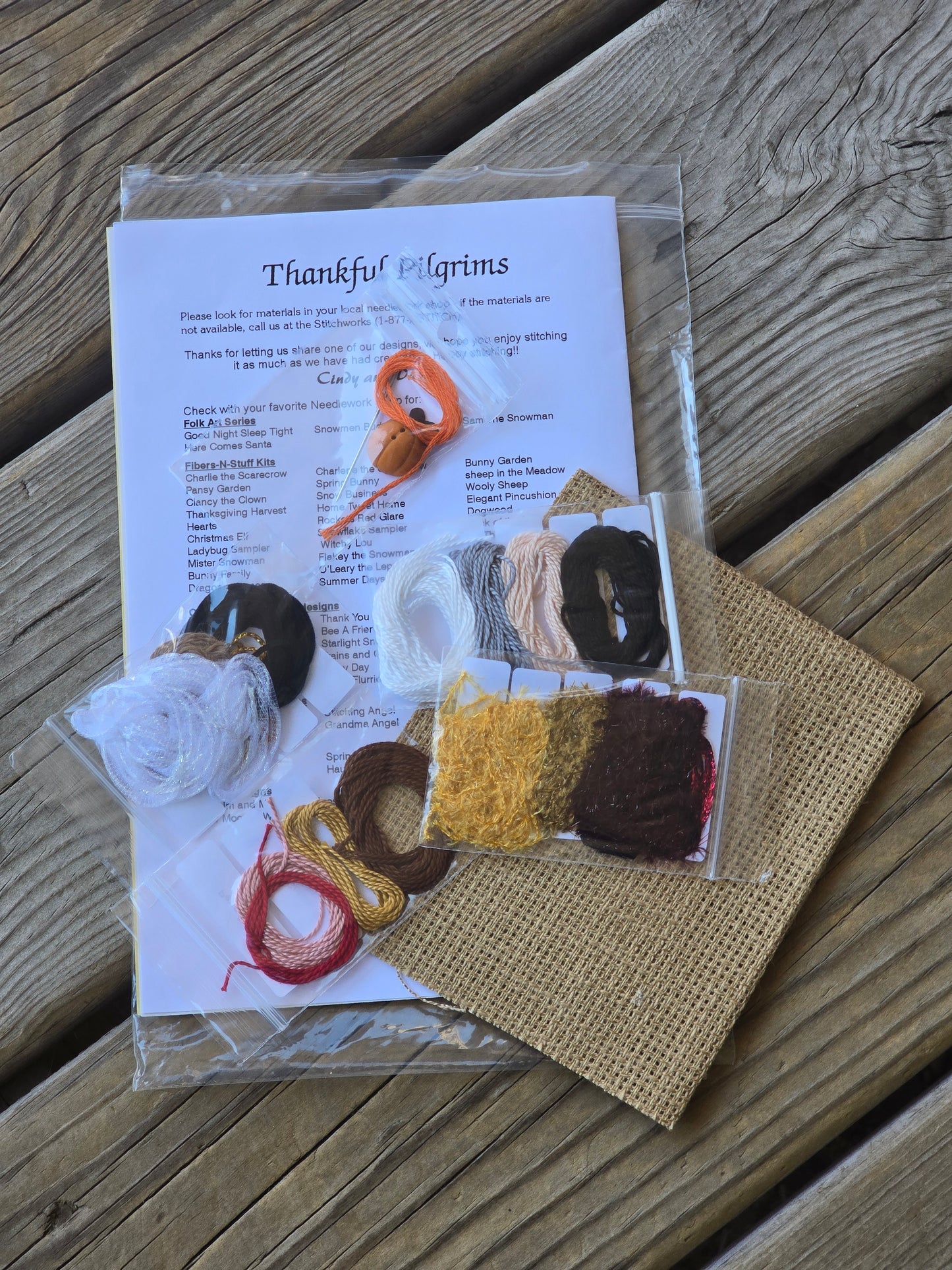 The Stitchworks - Fibers-n-Stuff - Thankful Pilgrims - Cross Stitch Kit