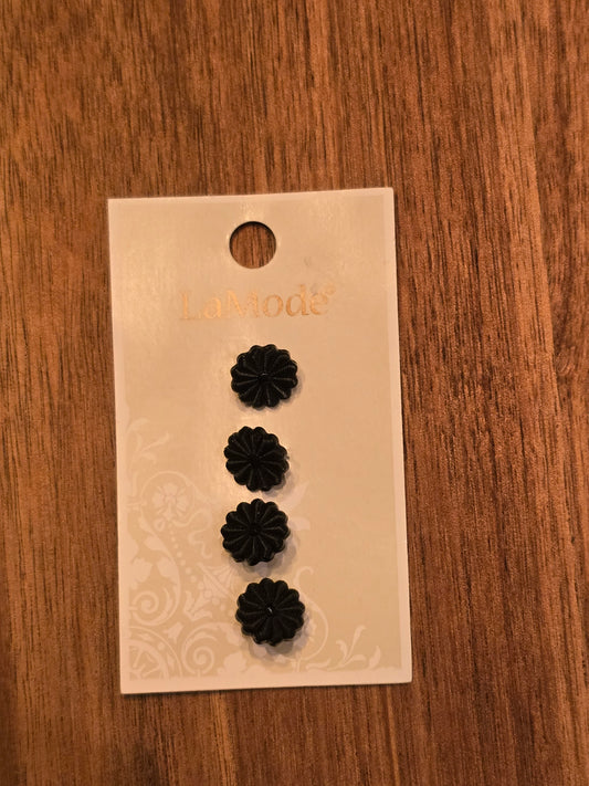LaMode - Black Flower Shaped Buttons - 7/16" or 1/4"