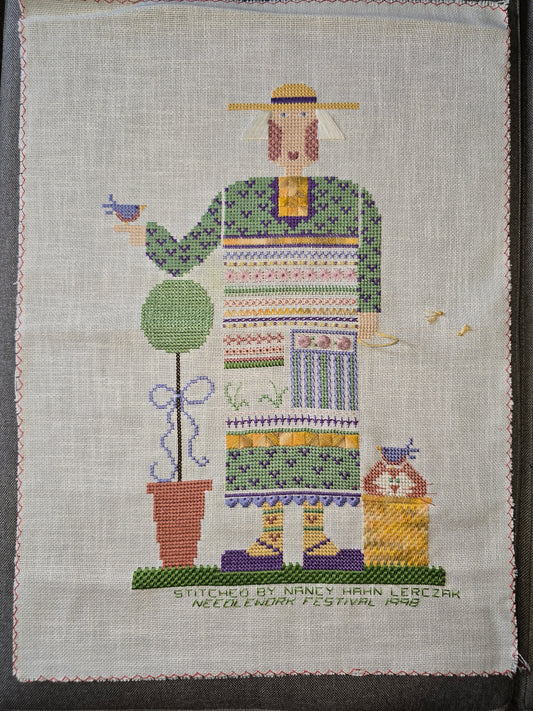 Mosey 'N Me - Rose & Her Garden Friends - Completed Cross Stitch