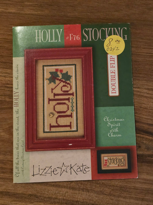 Lizzie Kate - Double Flip - Holly Stocking - #F76 - Cross Stitch Pattern