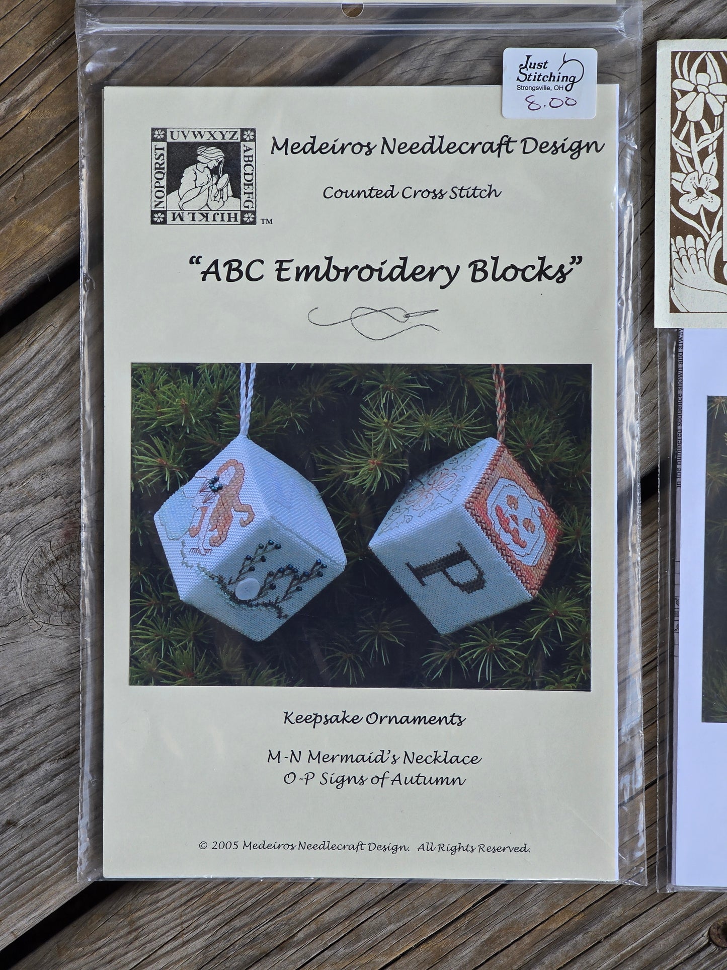 Medeiros Needlecraft Design - A-Z Embroidery Blocks (Set of 6) - Cross Stitch Pattern