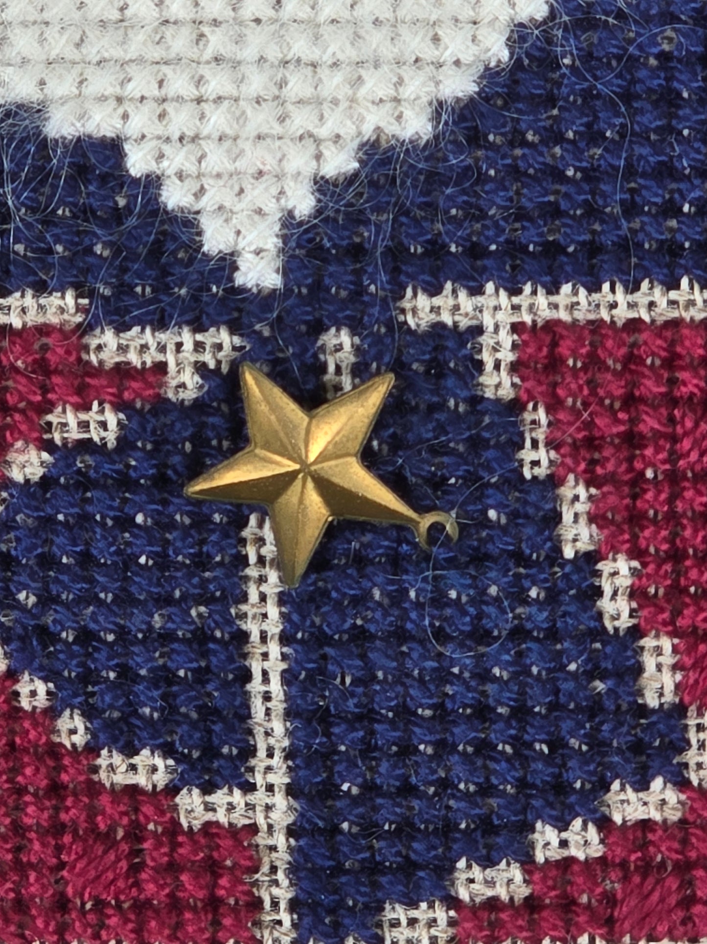 Bent Creek - Patriotic Santa Zipper - Completed Cross Stitch