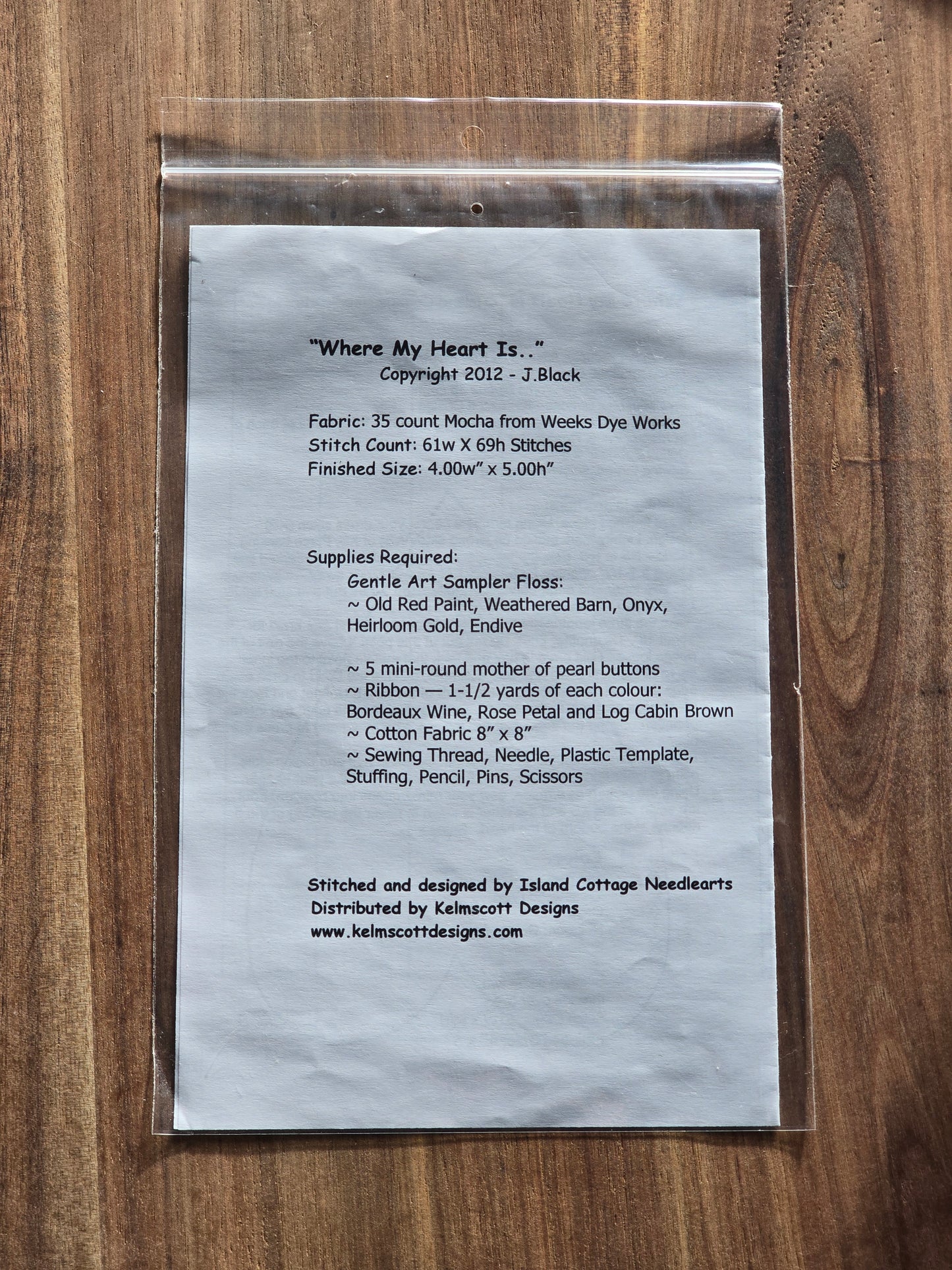 Island Cottage NeedleArts - Where My Heart Is - Cross Stitch Pattern