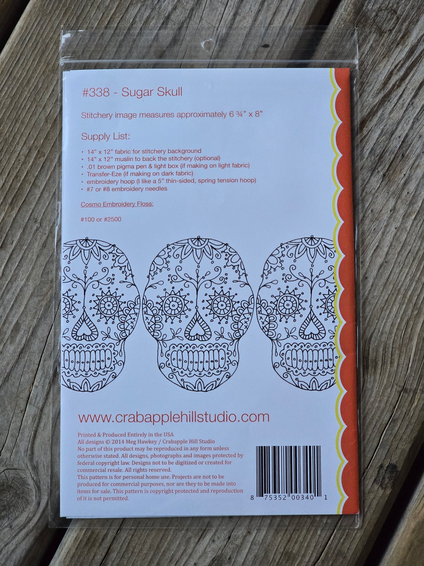 Crab-apple Hill - Sugar Skull - Embroidery Pattern