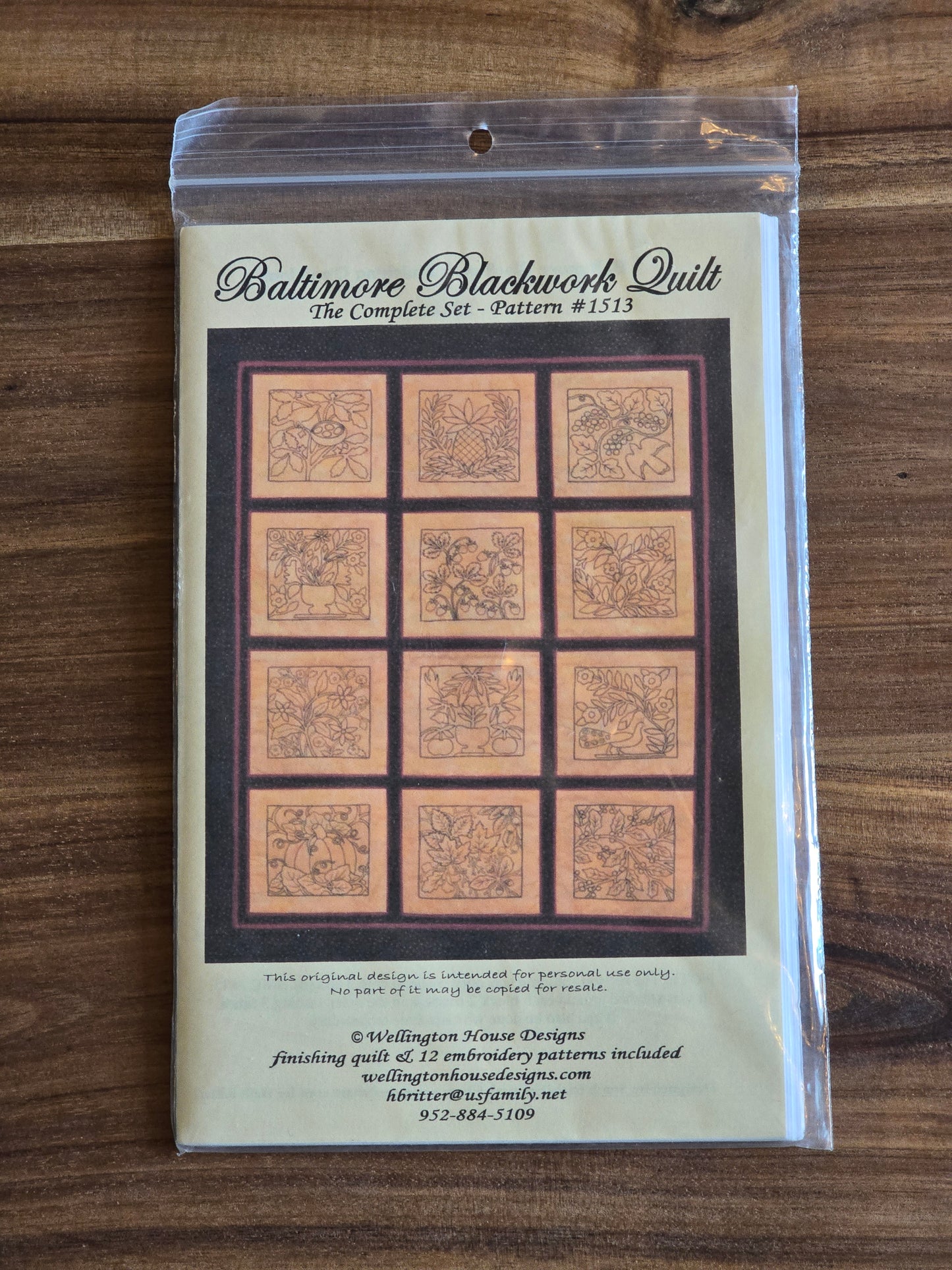 Wellington House Designs - Baltimore Blackwork Quilt - Embroidery and Quilt Pattern