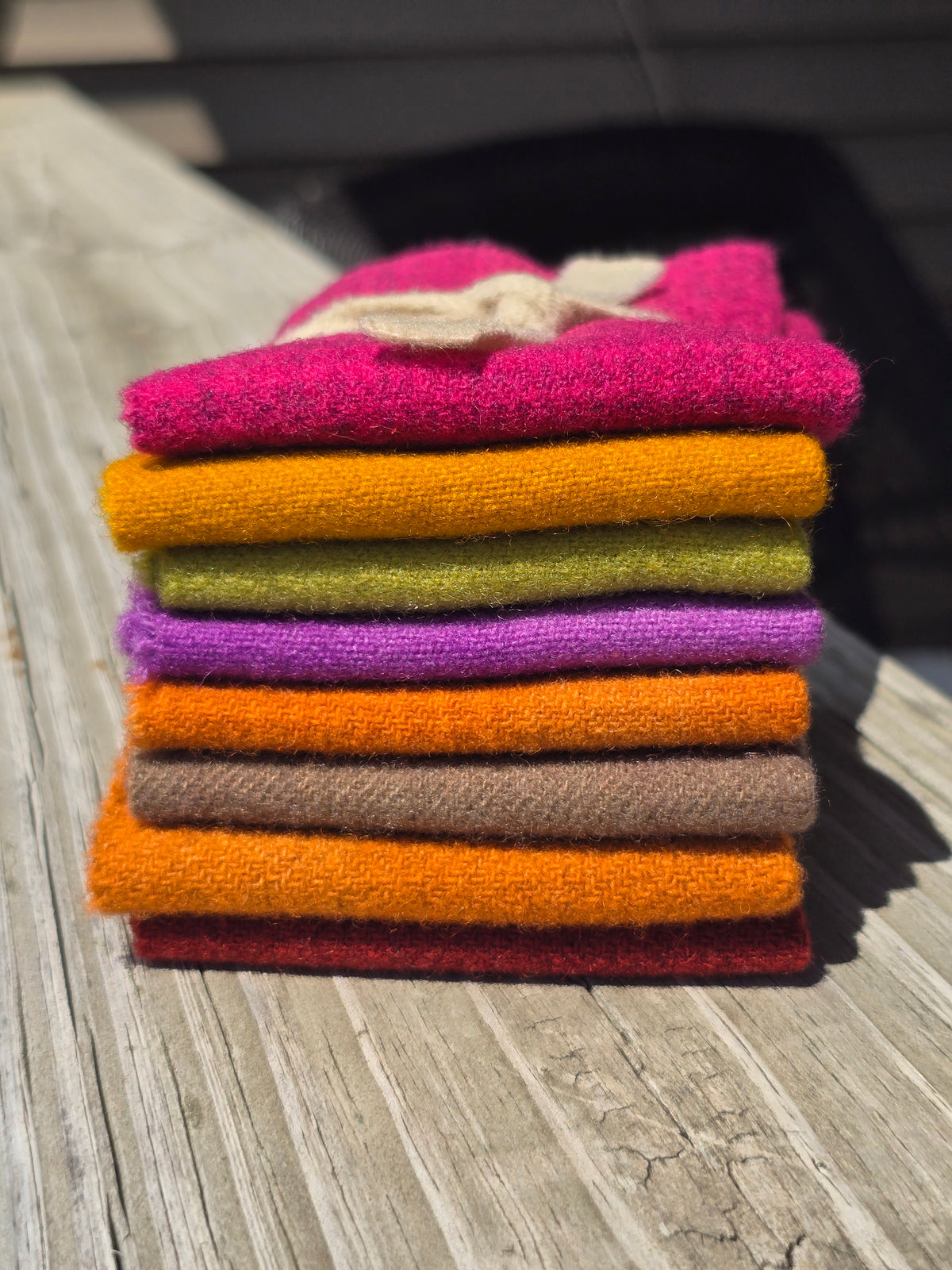 Petals and Blooms - Hand Dyed Wool Bundle - 8 Fat 16ths or 8 Fat 32nds - Autumn Splendor - Wool Fabric