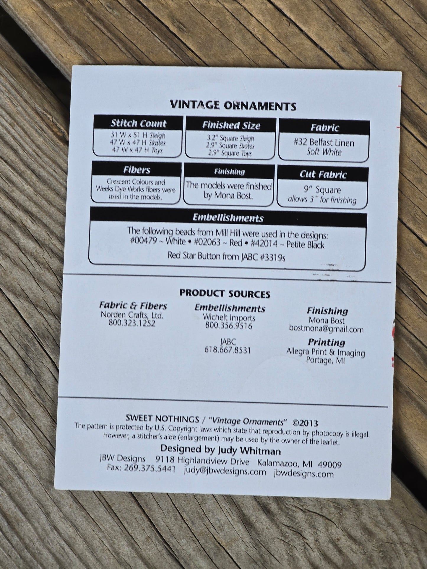 JBW Designs - Vintage Ornaments - Cross Stitch Pattern