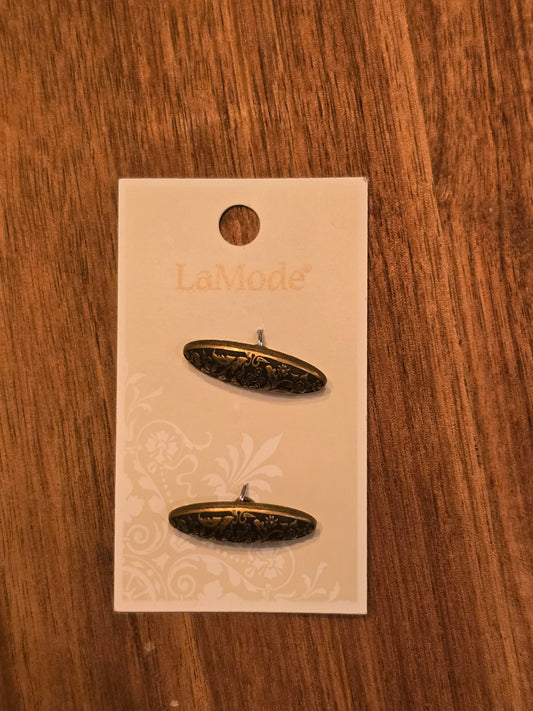 LaMode - Oval Brushed Gold Floral Buttons