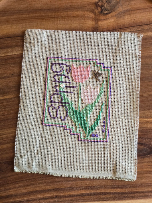 The Silver Needle - Spring Tulip - Completed Cross Stitch