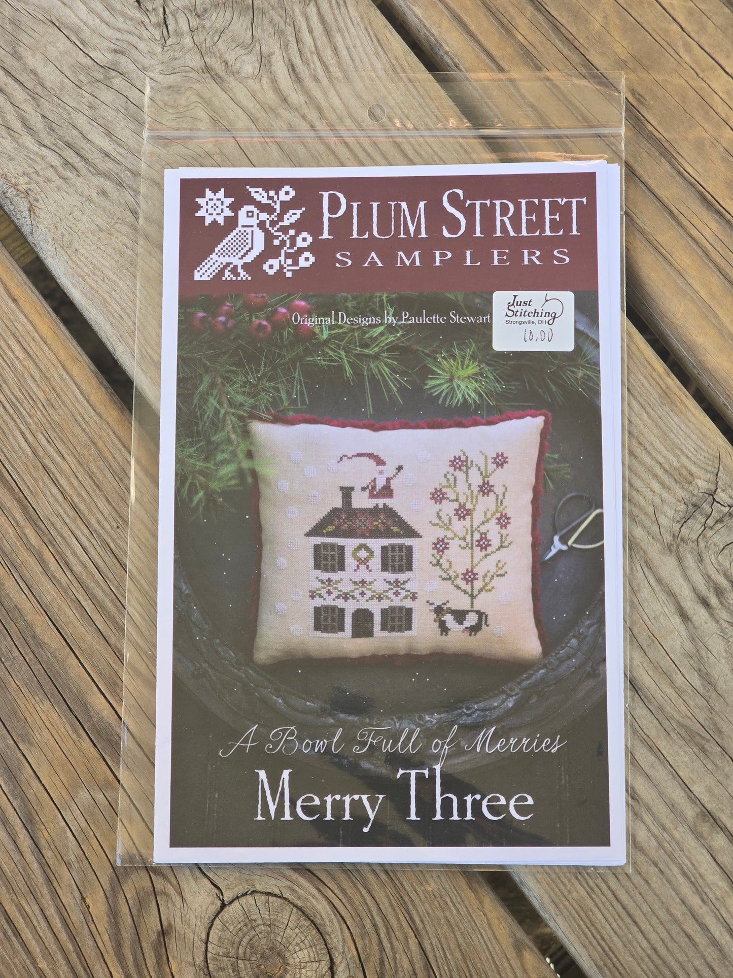 Plum Street Samplers - A Bowl Full of Merries - Merry Three - Cross Stitch Pattern