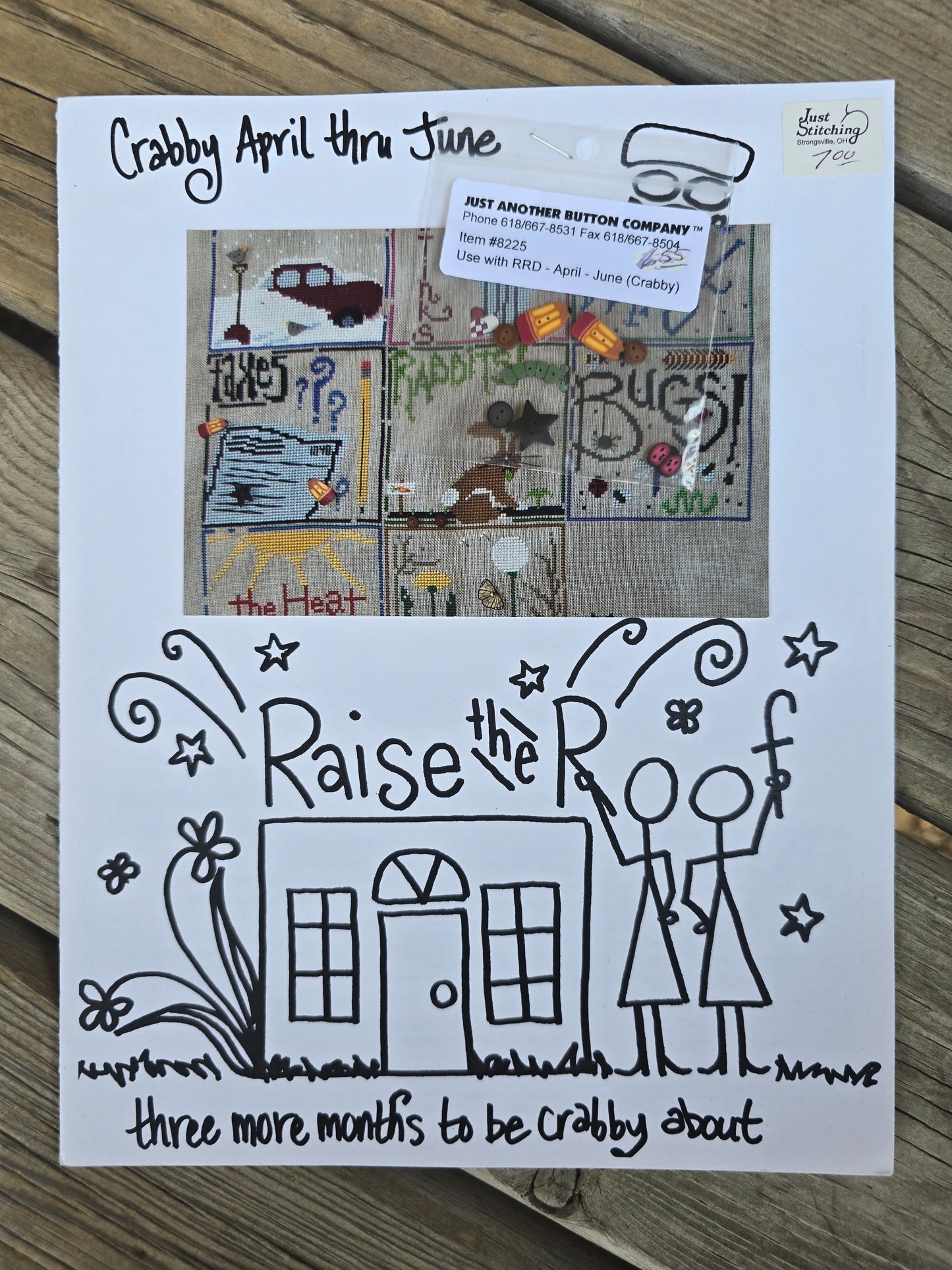 Raise the Roof Designs - Crabby January thru December Series - Pattern & Buttons (Set of 4)