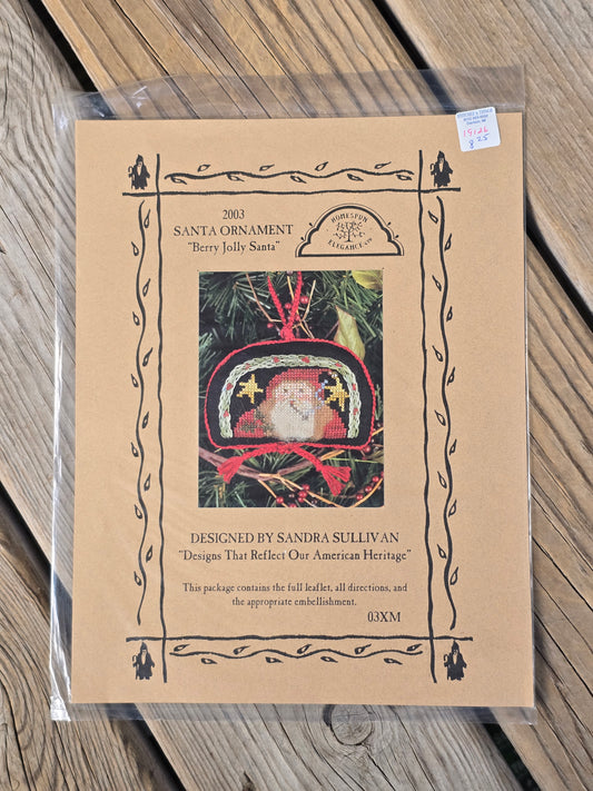 Homespun Elegance - 2003 Santa Ornament - Berry Jolly Santa - Cross Stitch Pattern