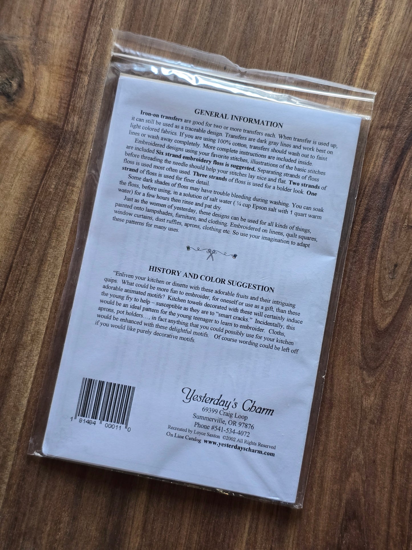 Yesterday's Charm - Happy Fruit - Embroidery Pattern