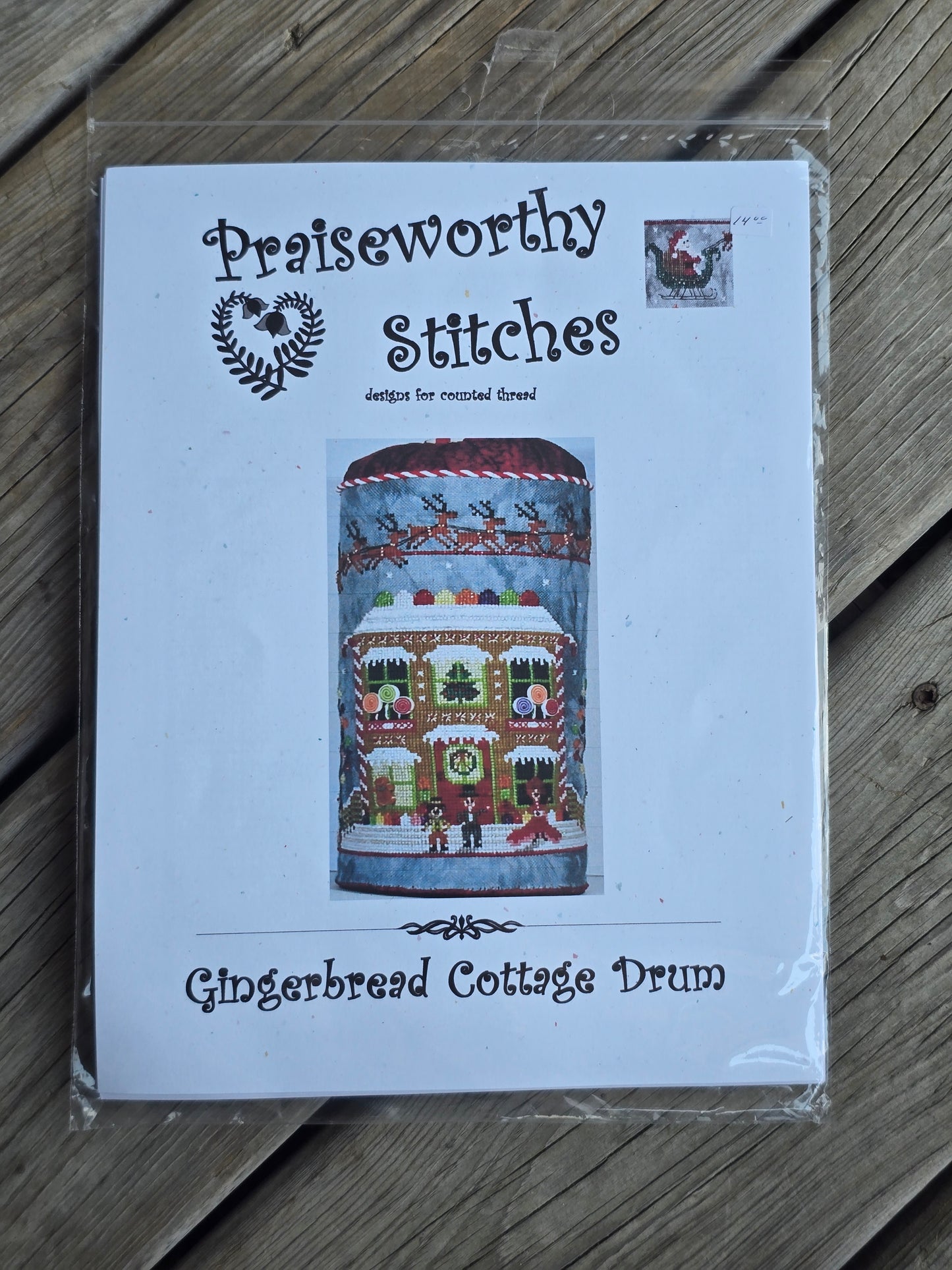 Praiseworthy Stitches - Gingerbread Cottage Drum - Cross Stitch Pattern