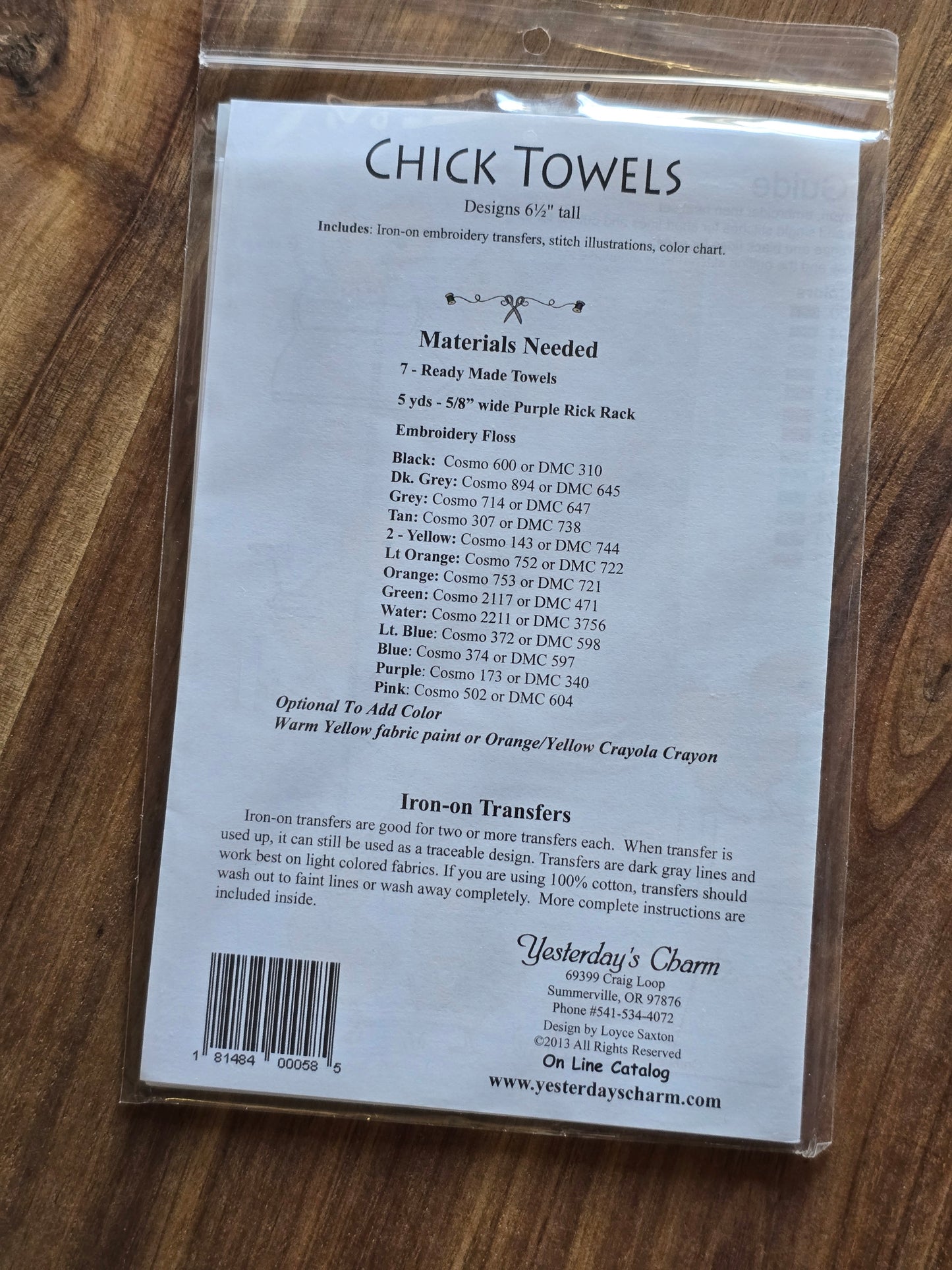 Yesterday's Charm - Chick Towels - Embroidery Pattern